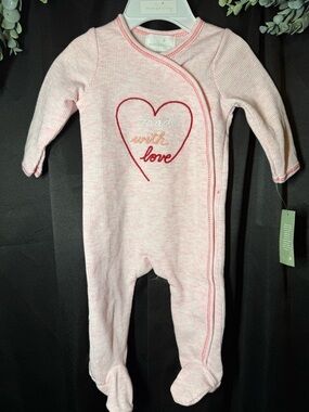 NWT footed sleeper with Red Heart Embroidery